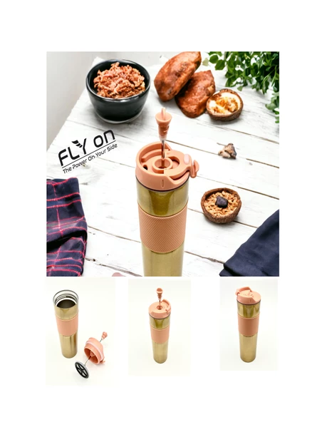 Yüksek Kaliteli Sıcak ve Soğuk French Press Çelik Termos Kupa Bardak Mug 500 ML  Kahve ve Bitki Çayı