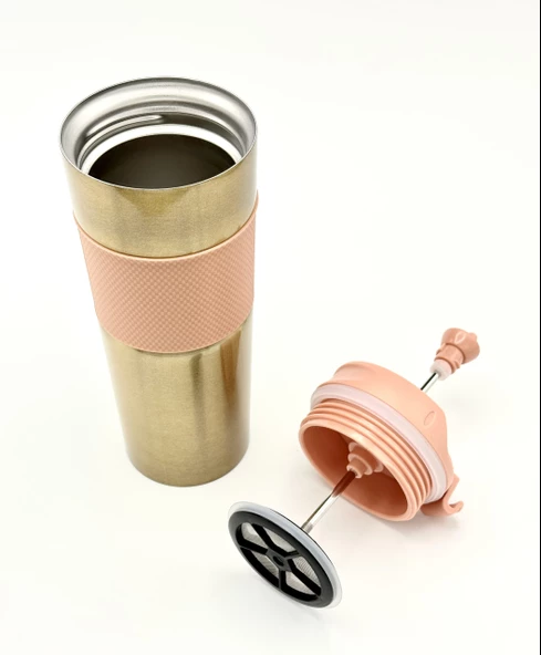 Yüksek Kaliteli Sıcak ve Soğuk French Press Çelik Termos Kupa Bardak Mug 500 ML  Kahve ve Bitki Çayı - 5