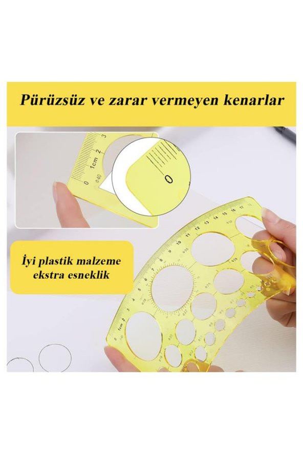 Daire Şablonu Büyük Cetvelli 1-36 Mm 1 Adet Arlantis  24 cm Cetvelli Teknik Çizim Daire Cetveli - 3