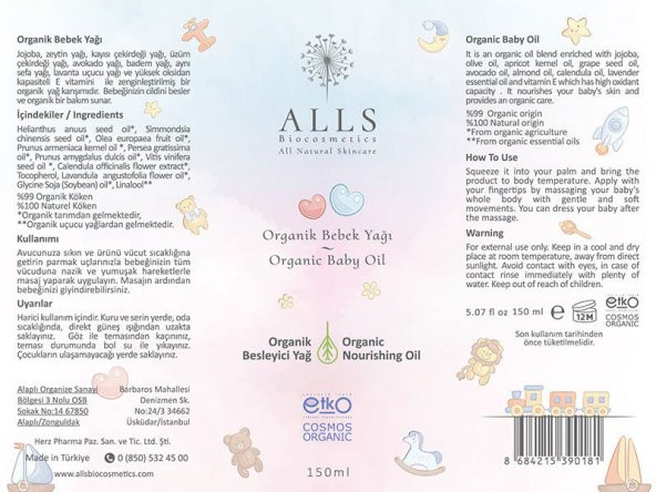 Alls Biocosmetics Organik Bebek Yağı 150 ml - 3