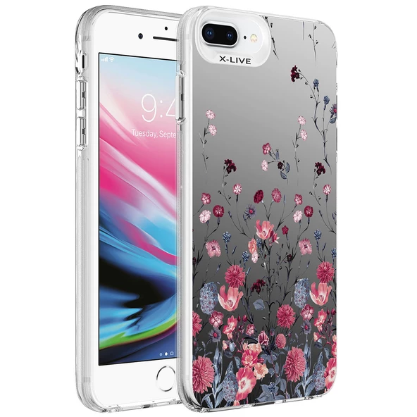 Apple iPhone 8 Plus Kılıf Desenli Zore Silver Sert Kılıf - Resim 4