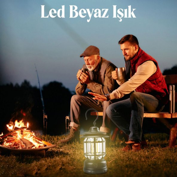 Klaus Dekoratif Kamp Lambası Ledli Beyaz Işıklı El Feneri Işıldak Şarjlı Portatif Gece Lamba Siyah - 6
