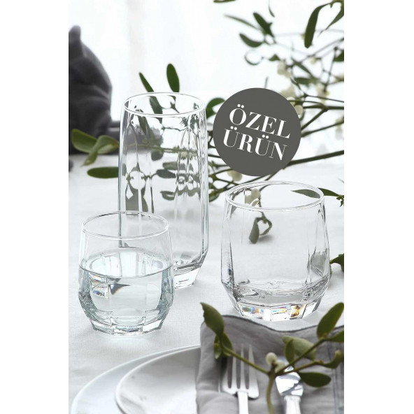 Lav Diamond Meşrubat Su Bardağı Takımı Seti 18 Parça Bardak Set - 4
