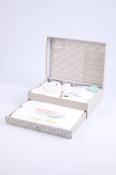 Babydola 10'lu Hastane Çıkışı %100 Pamuk Zıbın Seti Lüks Erkek Bebek Takım Yenidoğan Kutulu Hoşgeldin Bebek Hediyesi 13744 - 2