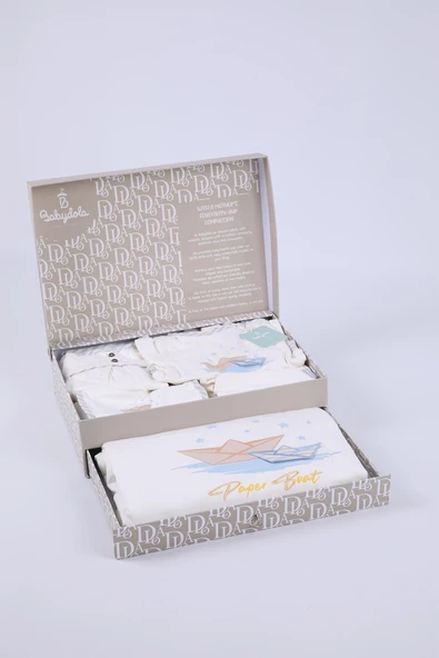 Babydola 10'lu Hastane Çıkışı %100 Pamuk Zıbın Seti Lüks Erkek Bebek Takım Yenidoğan Kutulu Hoşgeldin Bebek Hediyesi 13744 - 11