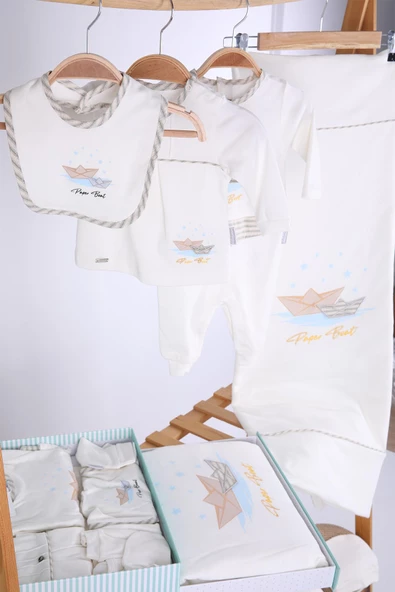 Babydola 10'lu Hastane Çıkışı %100 Pamuk Zıbın Seti Lüks Erkek Bebek Takım Yenidoğan Kutulu Hoşgeldin Bebek Hediyesi 13744 - 3