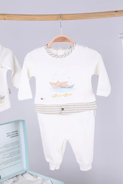 Babydola 10'lu Hastane Çıkışı %100 Pamuk Zıbın Seti Lüks Erkek Bebek Takım Yenidoğan Kutulu Hoşgeldin Bebek Hediyesi 13744 - 5