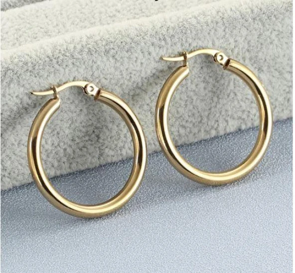 Küpe Kadın Çember Halka Küpe 3 mm 316 L Paslanmaz Kararmaz Çelik - 4