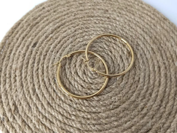 Küpe Kadın Çember Halka Küpe 3 mm 316 L Paslanmaz Kararmaz Çelik - 6