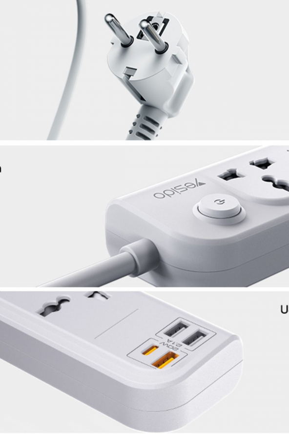 MC18 8in1 3 Adet Usb 1 Adet Type-C ve 4 Adet Fuchsia Priz Dönüştürücü 2M - 5