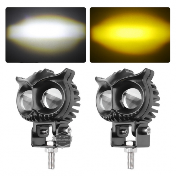 Baykuş Sis Farı Çift Renk Sarı-Beyaz Araç Motosiklet Off Road Led Lamba Delici Yayıcı Projektör 50W Metal Arazi Çalışma Lambası 1 Adet - 12
