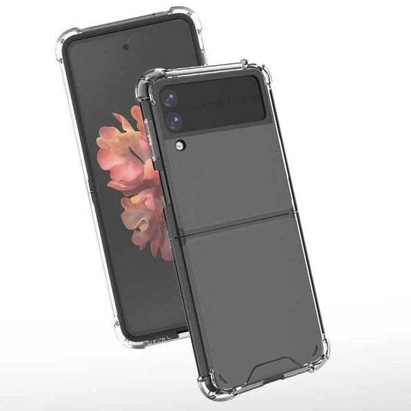 Vendas Samsung Galaxy Z Flip 4 Uyumlu Wall Serisi Airbag Köşeli Nitro Anti-Shock Silikon Kılıf