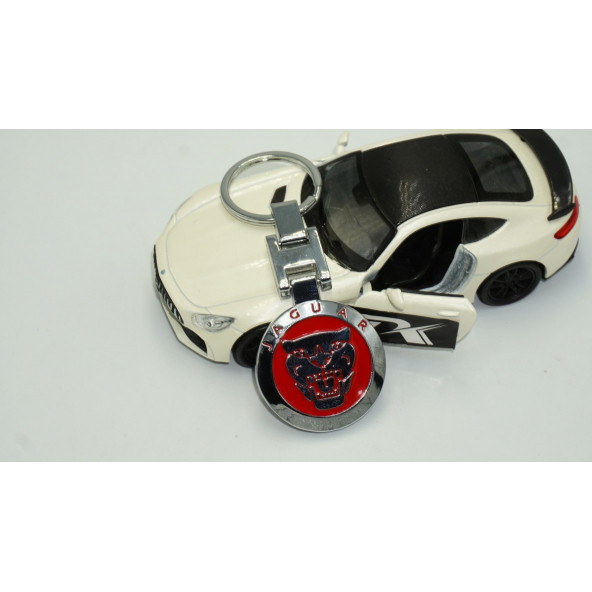 Jaguar Panther Logo Kırmızı Krom Metal Çift Yön Anahtarlık Orjinal Ürün - 4