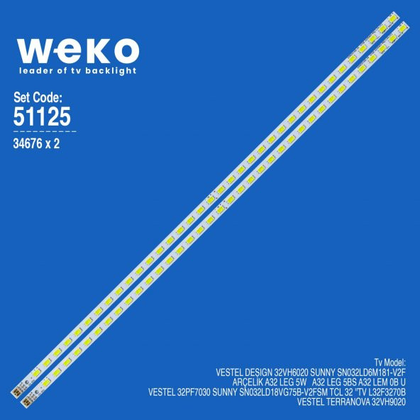 WKSET-6125 34676X2 32INCH-HD-36 - G1GE-320SM0-R6 2 ADET LED BAR (36LED)