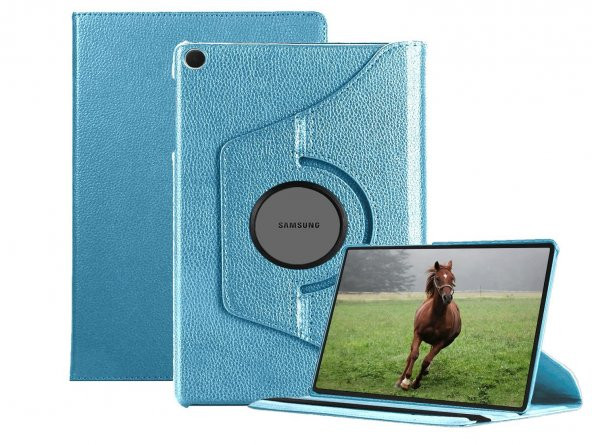 Smody Samsung Galaxy Tab A8 SM-X200 10.5 inç Kılıf 360 Dönerli Standlı Kapaklı + Temperli Cam Ekran Koruyucu - Resim 9