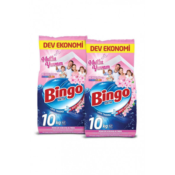 Bingo Matik Mutlu Yuvam Renkliler ve Beyazlar 10 kg 2'li Toz Deterjan - 1
