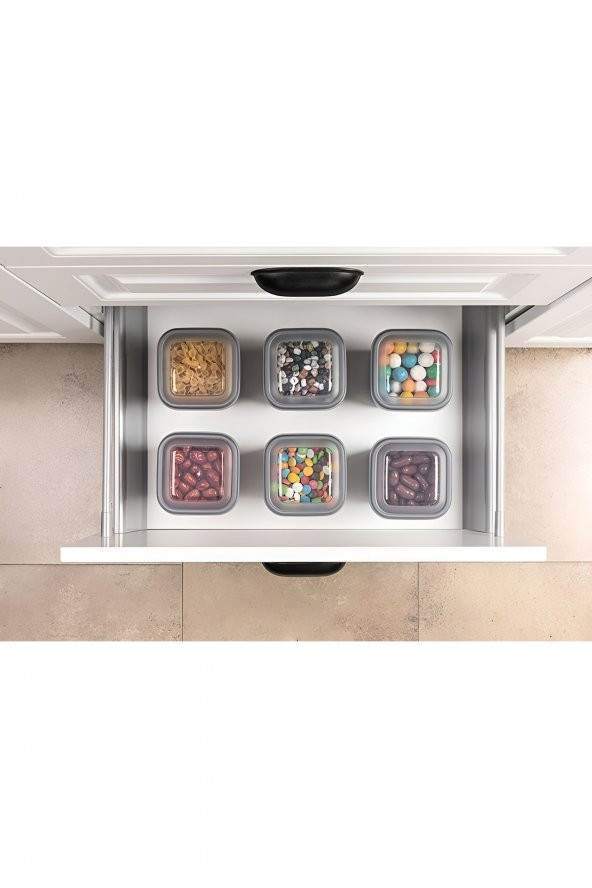 3lü Sızdırmaz Kapaklı Vakumlu Kare Erzak Saklama Kabı Seti - 3