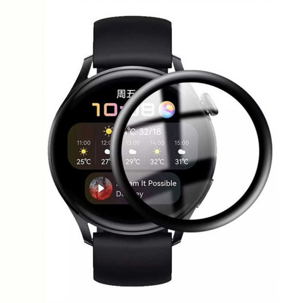 Huawei Watch 3 Lopard 3D PMMA Kavisli Full Cam Ekran Koruyucu
