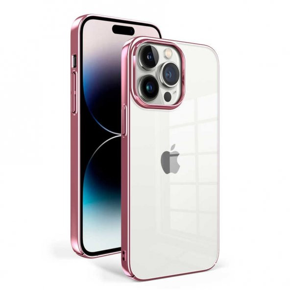 Apple iPhone 14 Pro Uyumlu Sert,Renkli Transparan Arkası Şeffaf Kenarları Kılıf Sun