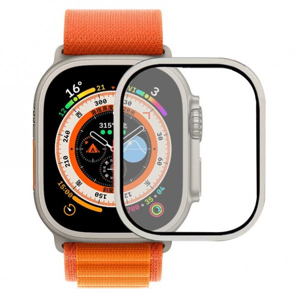 Apple Watch Ultra 49mm Lopard ALM-02 Metal Çerçeveli Ekran Koruyucu