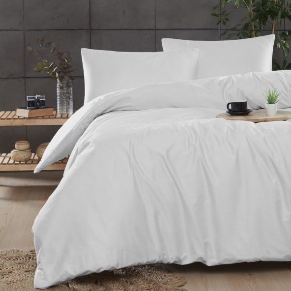 Ranforce Tek Kişilk Pamuklu Nevresim Takımı 160x220 - Beyaz