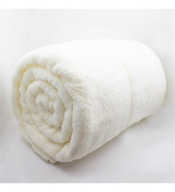 Mulberry  Wellsoft Battaniye, Beyaz Televizyon Battaniyesi Peluş Polar Battaniye, Çift Kişilik 220x230-Beyaz