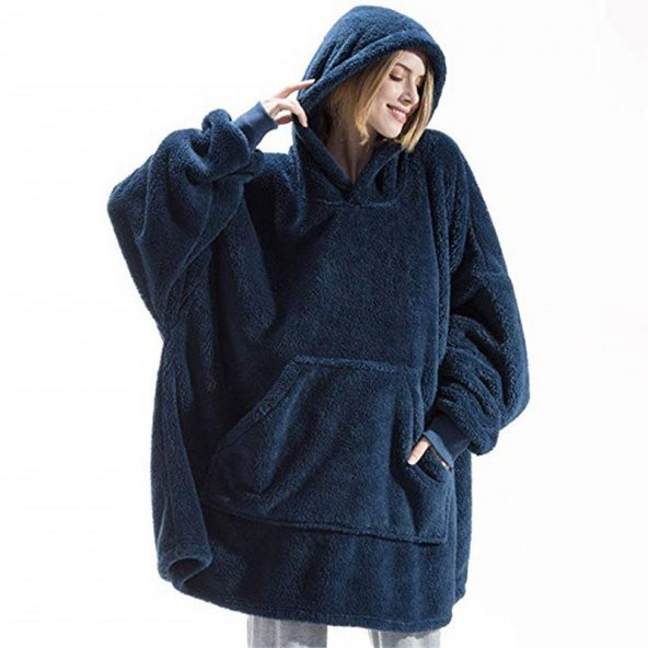 Mulberry Wellsoft Kapüşonlu Giyilebilir Tv Battaniyesi Unisex Over Size