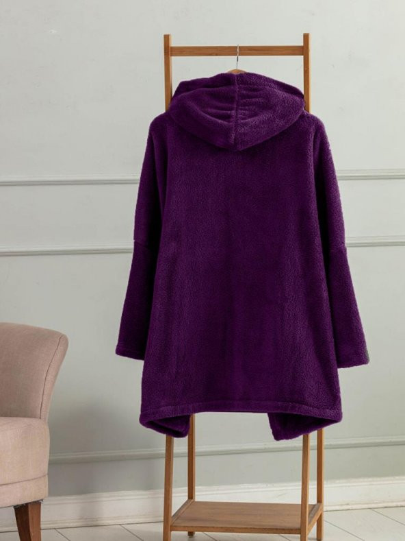 Mulberry Wellsoft Kapşonlu Giyilebilir Tv Battaniyesi unisex Over size - Mor - 2