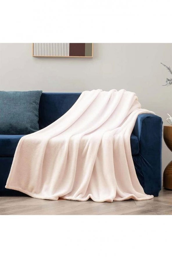 Mulberry Wellsoft Tek Kişilik Battaniye Sıcak Battaniye Tv Dekor Battaniyesi 100X170 Krem - 2