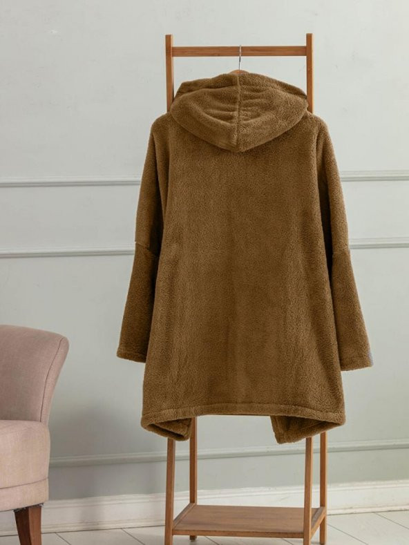 Mulberry Wellsoft Kapşonlu Giyilebilir Tv Battaniyesi unisex Over size - Camel - 2