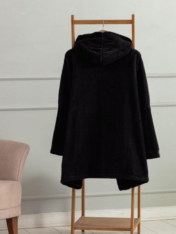 Mulberry Wellsoft Kapşonlu Giyilebilir Tv Battaniyesi unisex Over size - Siyah - 2