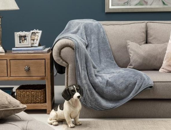 Wellsoft Battaniye, Televizyon Battaniyesi, Peluş, Polar Battaniye, Çift Kişilik 220*230-Gri - 2