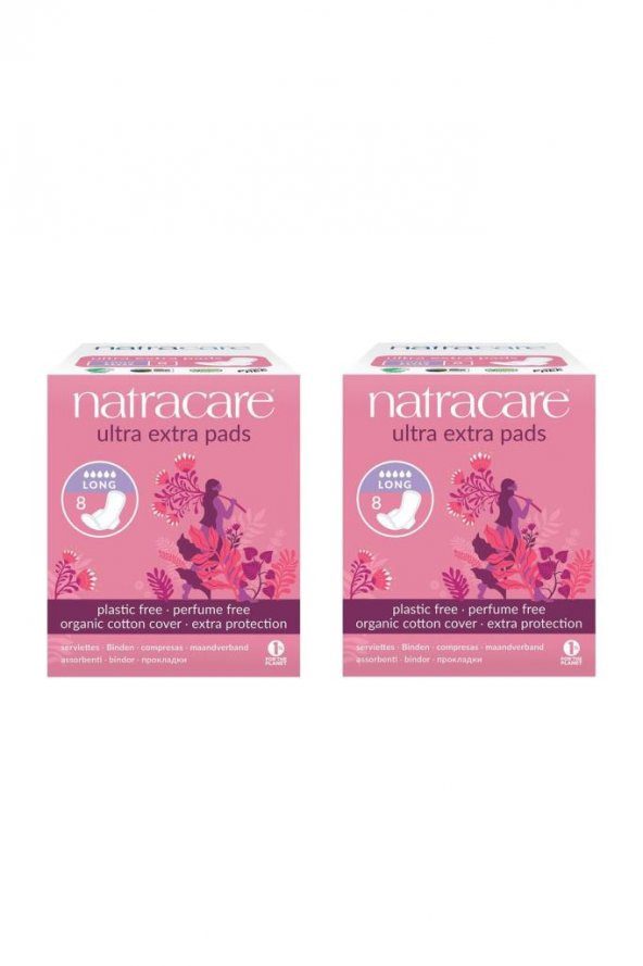 Natracare Ultra Ekstra Kanatlı Ped Uzun Gece (8li) - 2 Li Set - 16 Adet Ultra Ekstra Uzun Gece Pedi