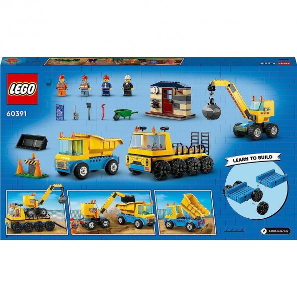 Orjinal Lego City İnşaat Kamyonları ve Yıkım Gülleli Vinç Lego City 60391 - Resim 2