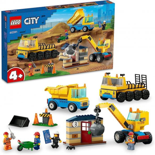 Orjinal Lego City İnşaat Kamyonları ve Yıkım Gülleli Vinç Lego City 60391 ürün görseli