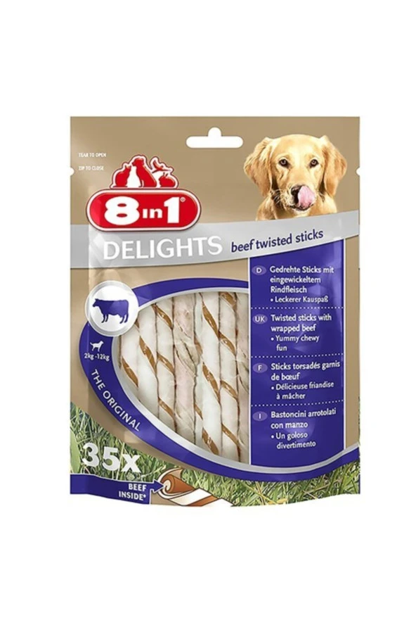 8 in 1 Delights Köpekler Için Biftekli Ödül Çubuğu 190 Gr
