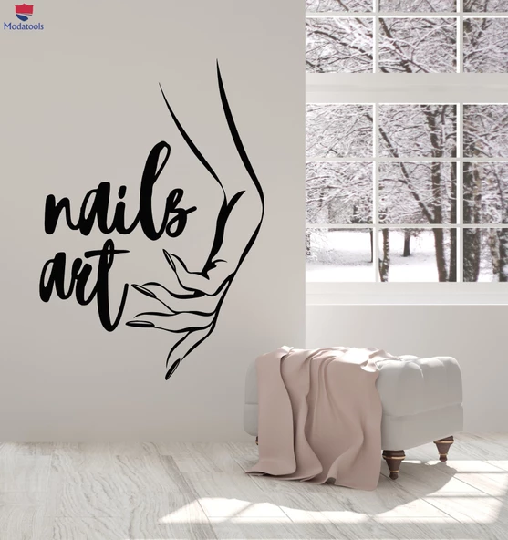 Tırnak Dekorasyon Duvar Sticker Güzellik Salonu Tırnak Sanat Stüdyosu Manikür Moda Çıkartmaları