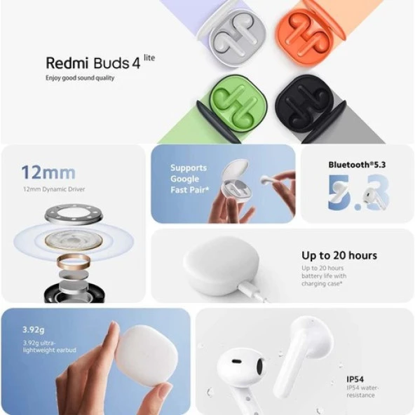 Xiaomi Redmi Buds 4 Lite Bluetooth Kulaklık Siyah - 4