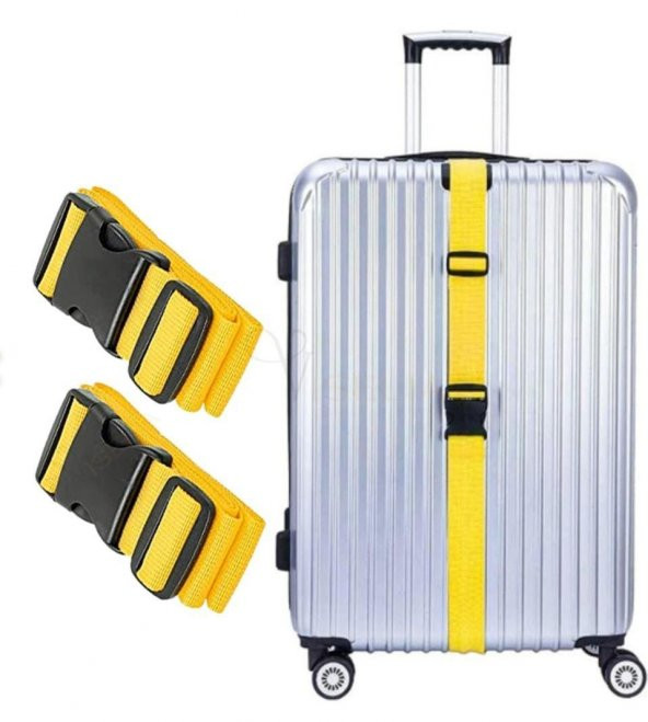 Balp 2 Adet Sarı Renk Valiz Bavul Emniyet Kemeri Bütün Valizlere Uyar En 4cm - 2