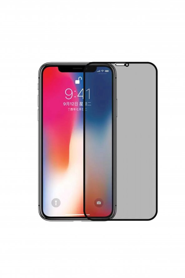 Iphone 12 / 12 Pro Uyumlu Siyah Privacy Tam Kaplayan Kırılmaz Hayalet Cam Ekran Koruyucu Film