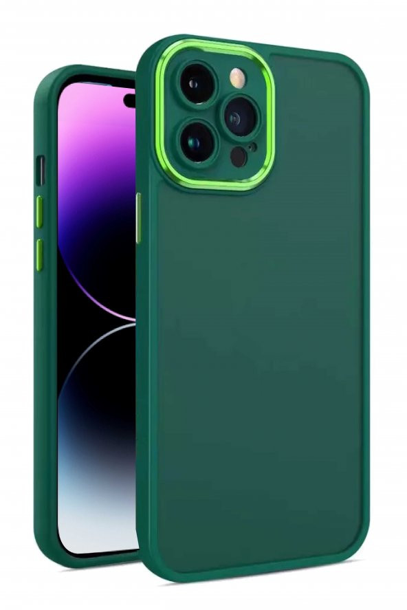 Iphone 14 Uyumlu Buzlu Arka Kapak Parlak Çerçeve Tam Kamera Koruma Silikon Freya Kapak Kılıf