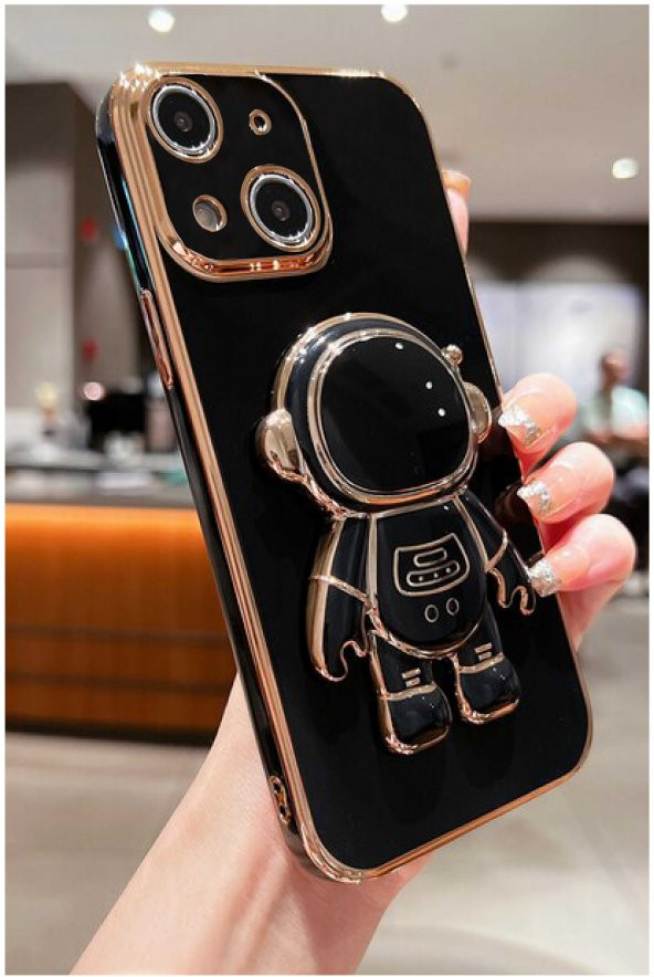 Iphone 14 Uyumlu Özel Tasarım Kamera Korumalı Yumuşak Silikon Robot Stand Luxury Robot Kapak Kılıf
