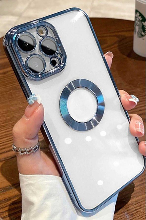 Iphone 11 Pro Uyumlu 3D Lens Koruma Renkli Halka Metalik Görünüm Çizilmez Hole Silikon Kılıf Kapak