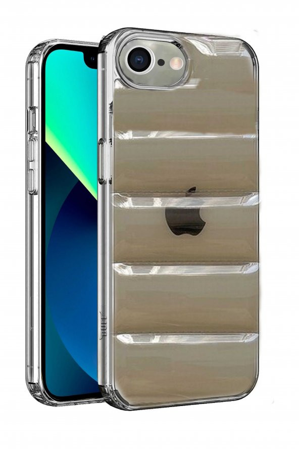 Iphone 7/8 Plus Uyumlu Lens Korumalı Renkli Kapitone Görünüm Çizilmez Dapper Silikon Kılıf Kapak