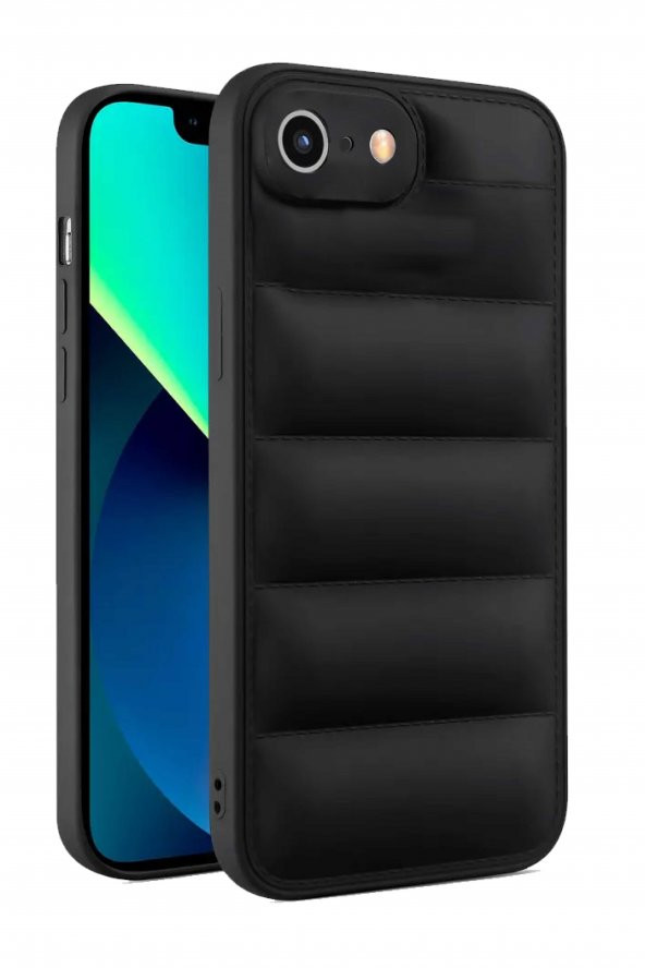 Iphone 7/8 Plus Uyumlu Lens Korumalı Renkli Kapitone Görünüm Çizilmez Dapper Silikon Kılıf Kapak