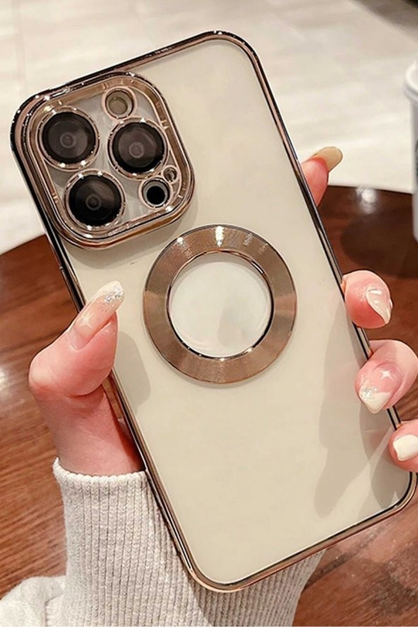 Iphone 12 Pro Uyumlu 3D Lens Koruma Renkli Halka Metalik Çizilmez Hole Silikon Kılıf Kapak