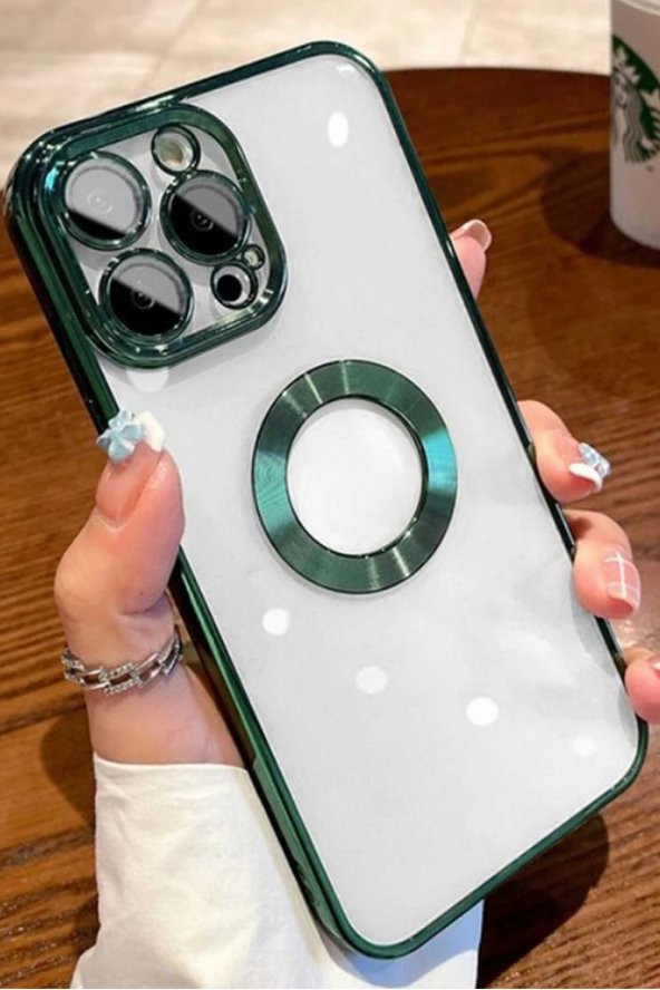 Iphone 13 Pro Uyumlu 3D Lens Koruma Renkli Halka Metalik Görünüm Çizilmez Hole Silikon Kılıf Kapak