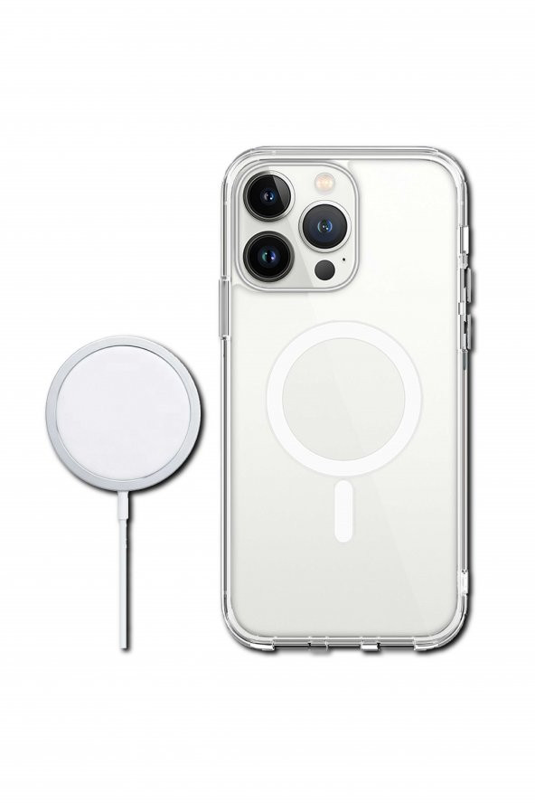 Iphone 13 Pro Magsafe Destekli Kablosuz Şarj Uyumlu Şeffaf Silikon Kılıf