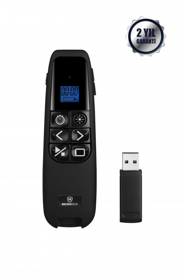 Portatif LCD Ekran Kablosuz Zamanlayıcılı Titreşimli 2.4 GHz Multimedya WPM-03 Sunum Slayt Kumandası - 1