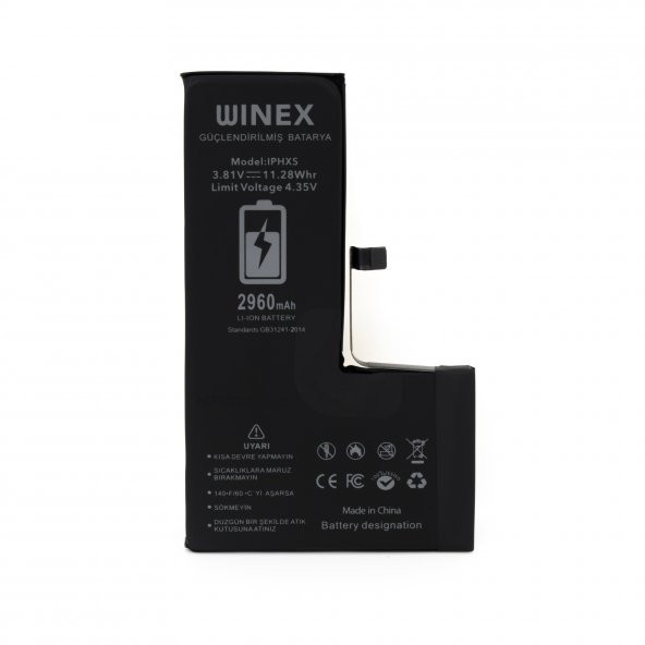 Winex İphone XS Uyumlu Güçlendirilmiş Premium Batarya